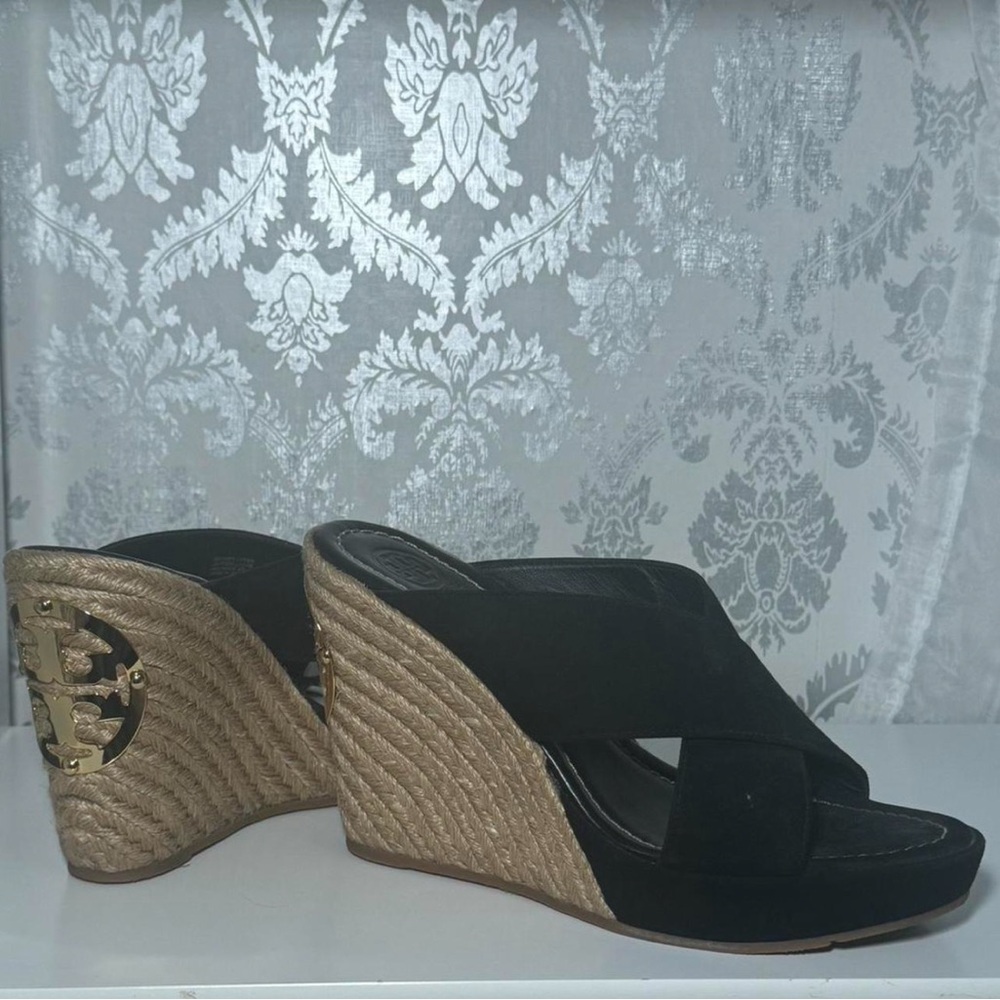 Tory Burch Black Wedge Sandals